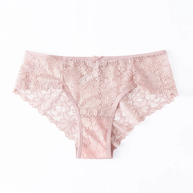 1Pcs Sexy Underwear 2025 For Women new Briefs Low-Rise Bow Soft Lace Breathable Transparent Female Panties Ladies Intimates BANNIROU