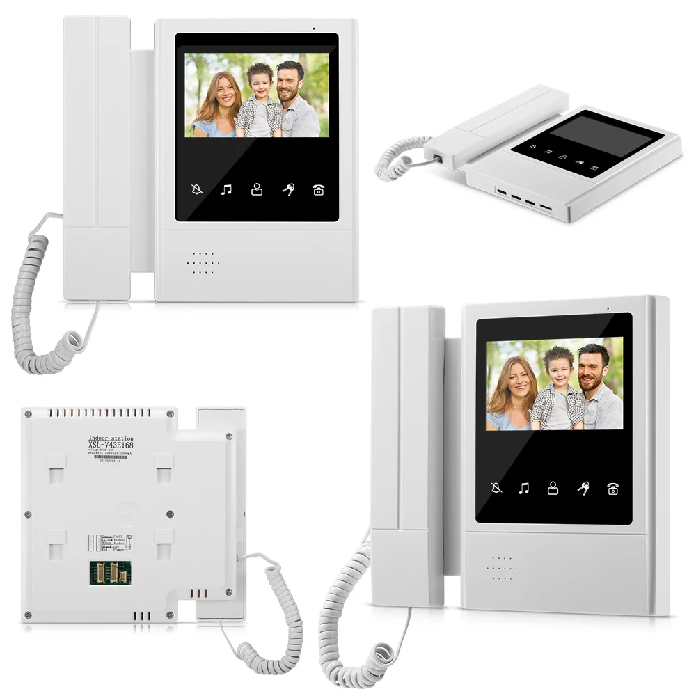 Wired 4.3 inch Video Doorbell Intercom System Handheld Door phone Monitor Waterproof Outdoor Camera Color 700TVL Night Vision
