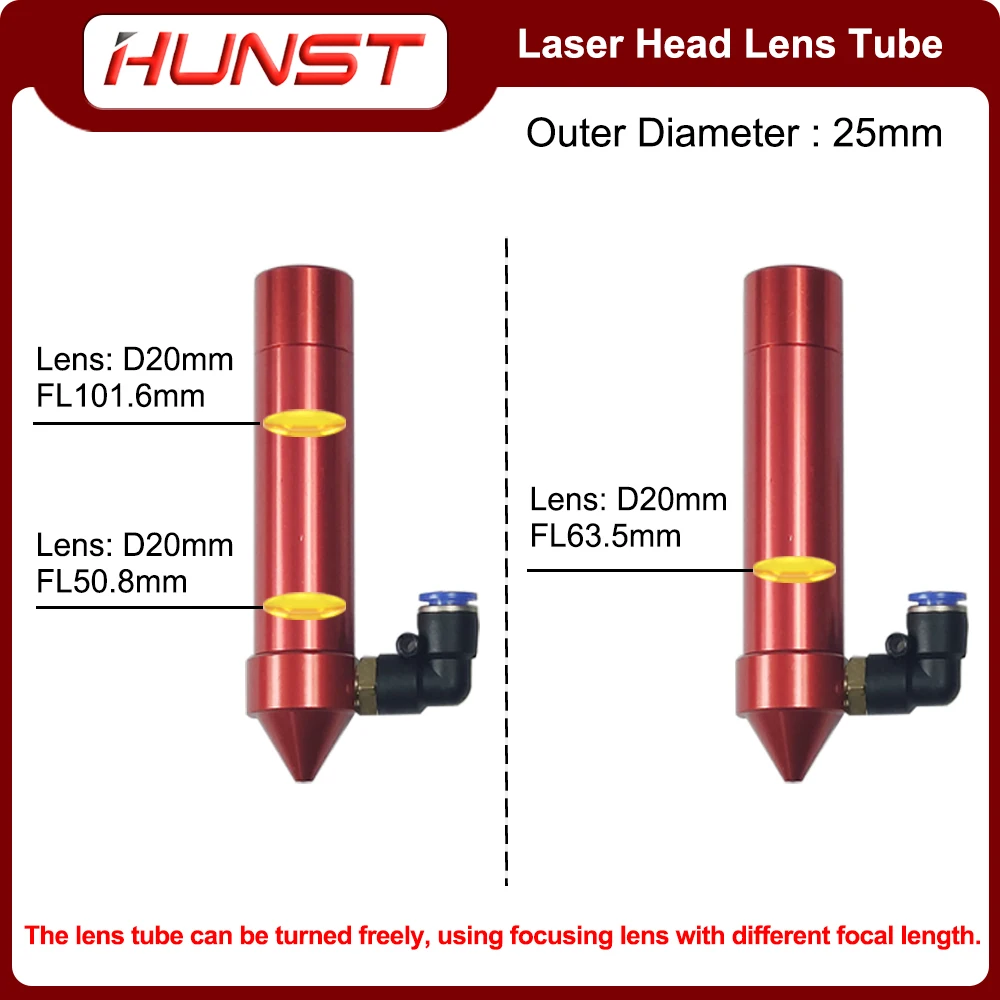 HUNST new CO2 Laser Head Barrel 2025 Outer Diameter 25mm Diameter 20mm Focal Length 50.8/63.5/101.6mm For Engraving And Cutting hine