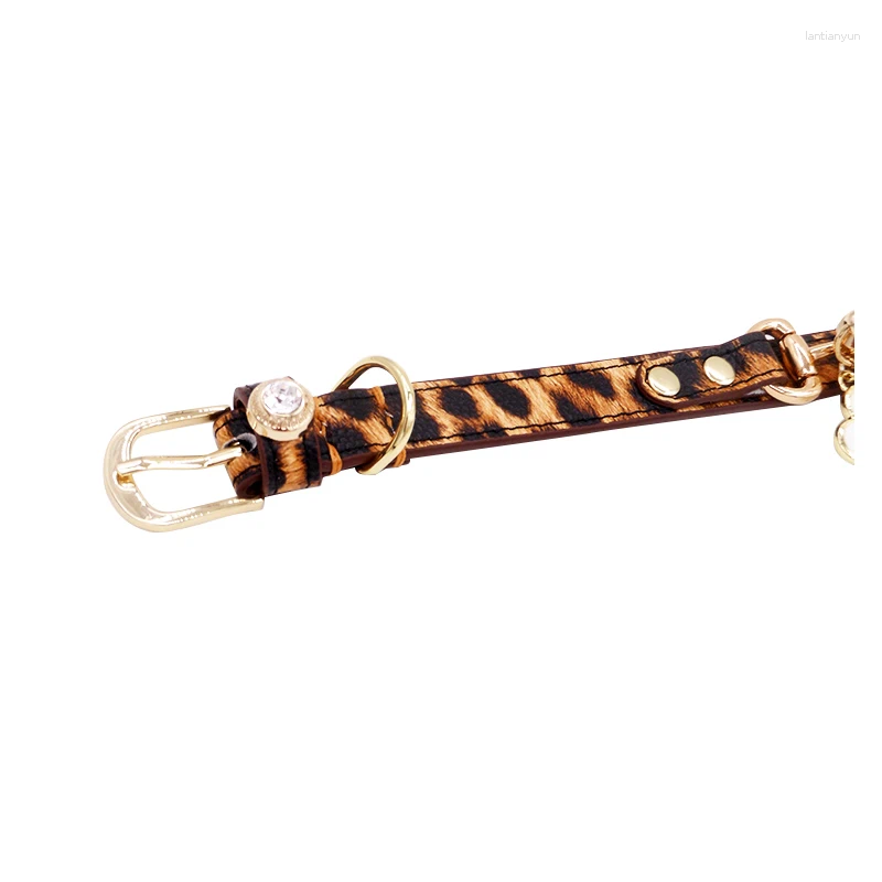 Dog Collars Pet Collar High Quality Soft Leather Personaliezed Leopard Cat Puppy Pendant Free Gold Buckle Designer Necklac