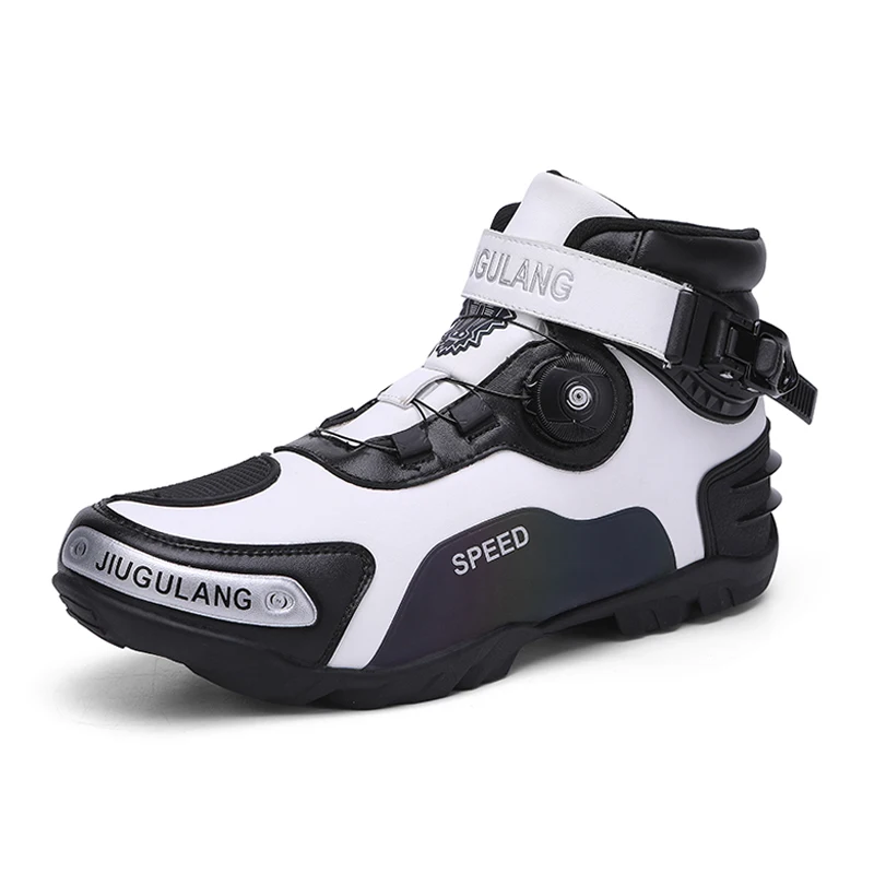Men new Motorcycle Boots Shoes Outdoor 2025 Cycling Professional Training Microfiber Leather Waterproof Quick Lacing Botas Moto Hombre