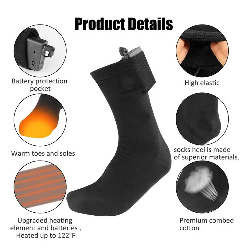 Rechargeable Heated Socks USB Electric Heated Socks Fast Heating Winter Supplies 5V Constant temperature heating Long Stocking