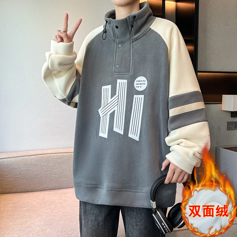 new New autumn and winter veet thickened sweatshirt men loose casual sweatshirt 2025 Y2k men and women large size trendy tops
