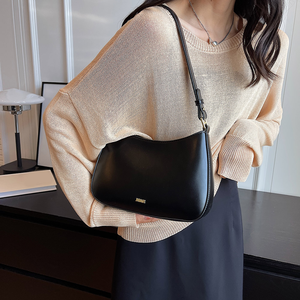 PU Leather Stylish Satchel Bags Large Capacity Women Daily Shoulder Bag Solid Color Vintage Simple Messenger Bag