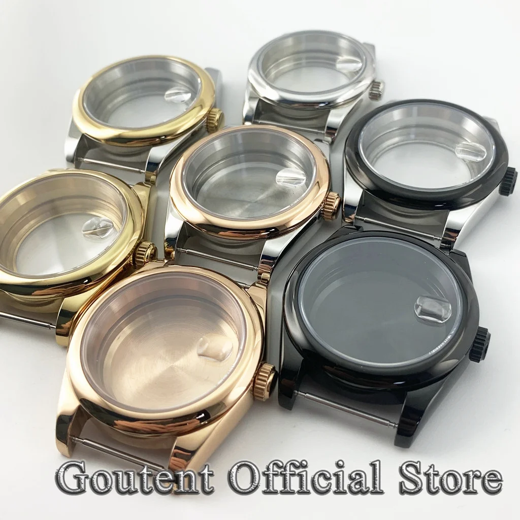 Goutent mm Sapphire Glass Round Men s Watch Case Fit NH ETA PT ST Movement