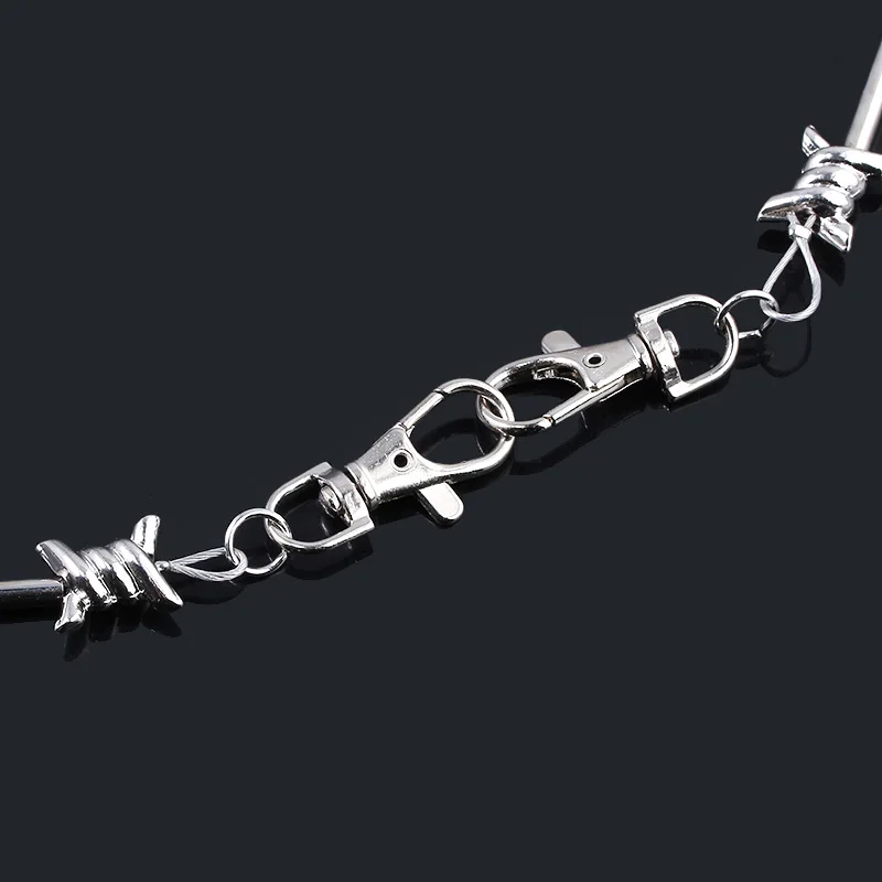 Bamboo Chain Long Necklace Barbed Wire Brambles Choker Necklace Rock Punk Style Pants Chain Harajuku Streetwear Hip Hop Jewelry