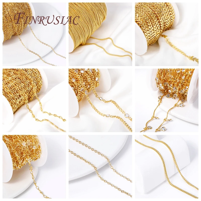 Brass Metal Plated Gold Leaf Chains For Earrings Necklace Accessories High Quality Jewelry Chains DIY Jewelry Findings smile