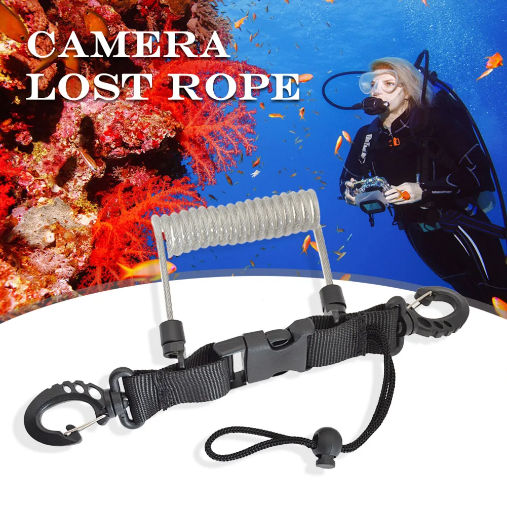 Diving Snappy Coil springs TPU Cameras Console Lanyard Spiral With Ring For Underwater Housing Flashlight Torch Outdoor