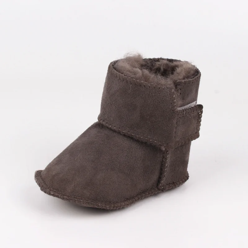 HoneyCherry Winter New Baby Sheepskin Fur Snow Boots Baby Soft Soled Warm Toddler Boots