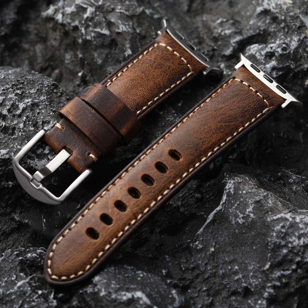 Correa de cuero italiano hecha a mano para Iwatch, Apple Watch AppleWatch9, ultra 49MM, 45MM, 44MM, pulsera para hombre