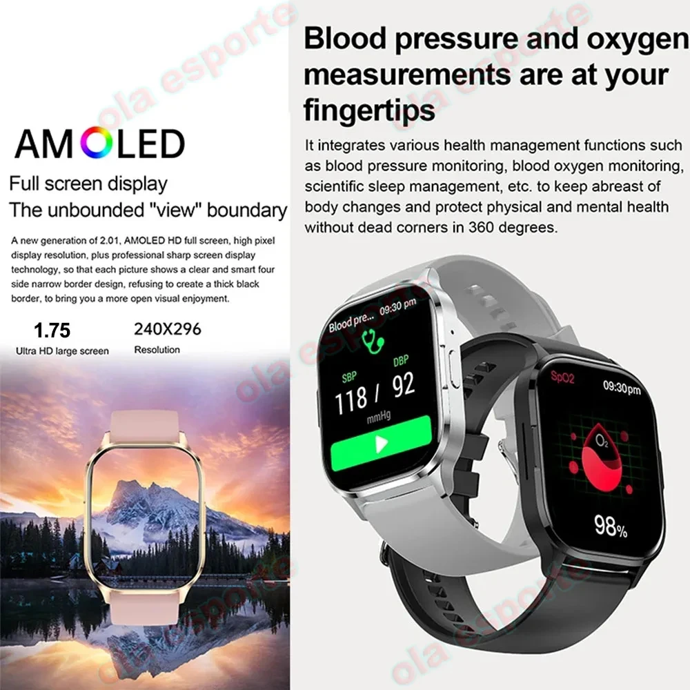 New Smartwatch Men Women Bluetooth Call Always Show Time Heart Rate GPS Tracker Smartwatch For IOS Android PK Hello Watch 3 Plus