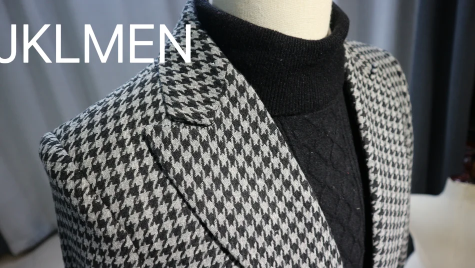 Houndstooth Mens Suits 2PCS Wedding Tuxedos Vintage Fit Formal Groom Wear Tweed 2 Piece Jacket Pants Coustime Homme Luxe