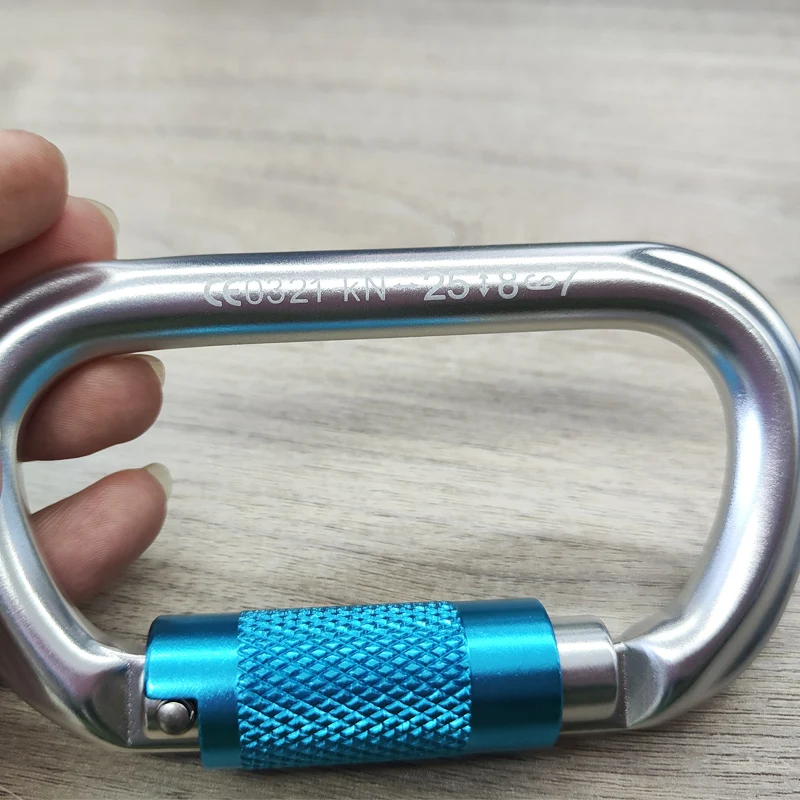 25KN new Climbing Carabiner Screw Locking Gate Carabiner Heavy Duty O-shape Steel 2025 Hammock Buckle Climbing Hiking Accessories Surviva