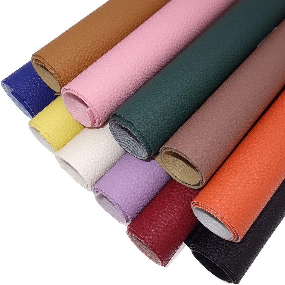 Lychee Pattern PU Leatherette Faux Leather Fabric Synthetic For Sewing Bow Bag Brooches Sofa Car DIY Handmade Material By Rolls