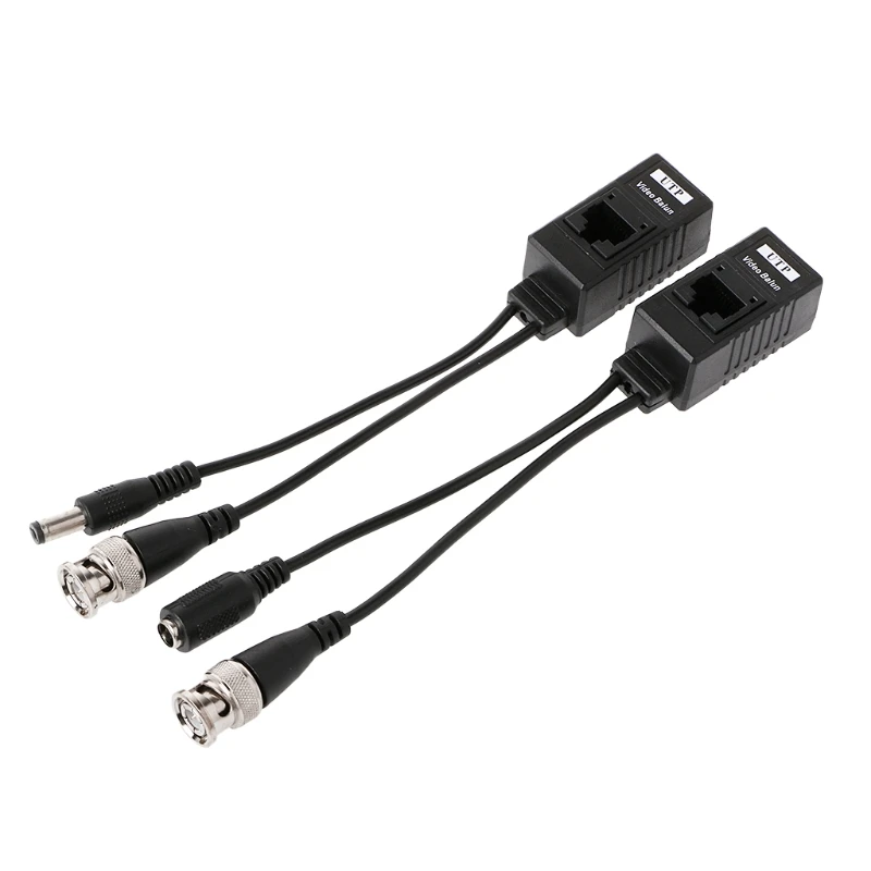 1 Pair BNC To RJ45 Passive Video Power + Audio Balun Transceiver For CCTV Camera