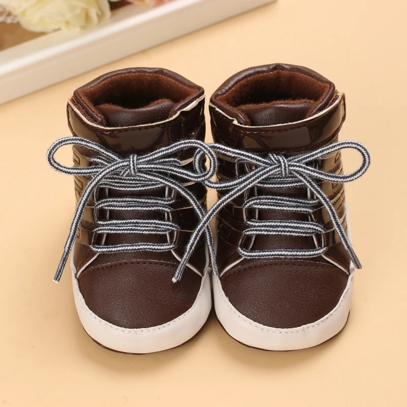 Super Cute Brown Baby Shoes 3 to 18 Month for Toddler Boys and Girls Baby Sneaker Soft PU Leather Baby Casual Shoes
