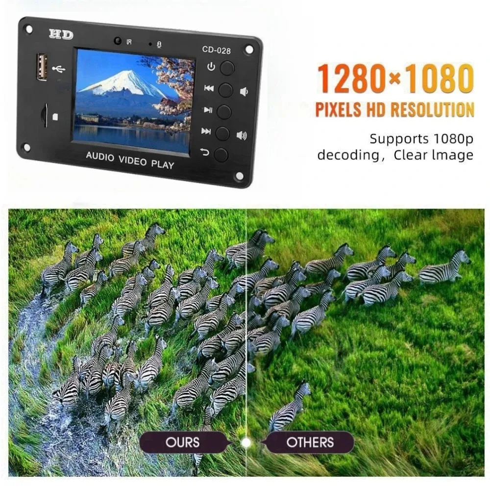 MP5 Decoder Board Bluetooth 5.0 Stereo HD Audio Video Player FLAC WAV APE Decoding FM Radio USB TF Ebook Time For Car Amplifier