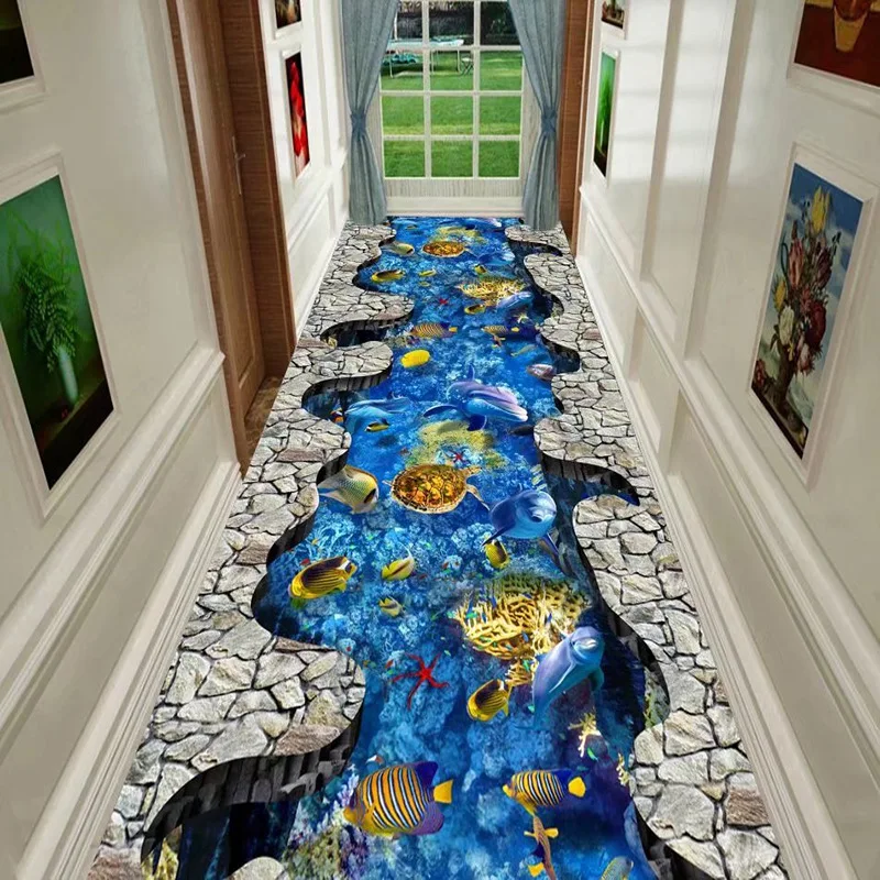 3D Fun Adventure Corridor Mat Bedroom Kitchen Rugs Kids Room Decorative Play Mat Area Rug Pastoral Carpets for Living Room