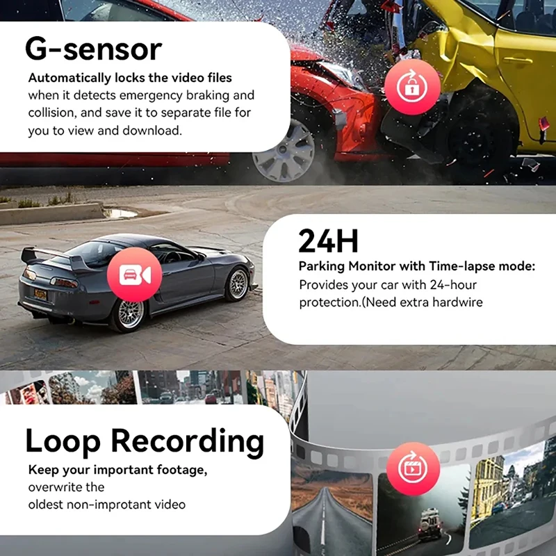 1080P Front and Rear Inside Dash 2025 Cam for Cars WIFI Car DVR Video Recorder Rear View Camera for Vehicle Black new Box Car Assecories