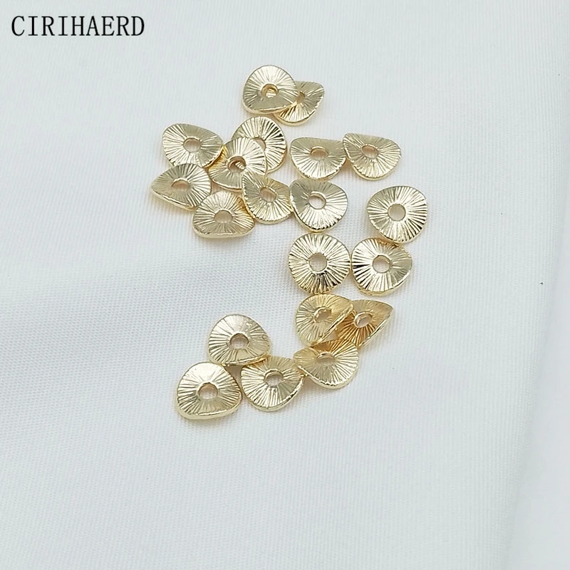 14K Gold Plated Spacer Piece Beads Caps Irregular Twist Round Piece Beaded Material For Diy Bracelet Jewelry Making Accessories