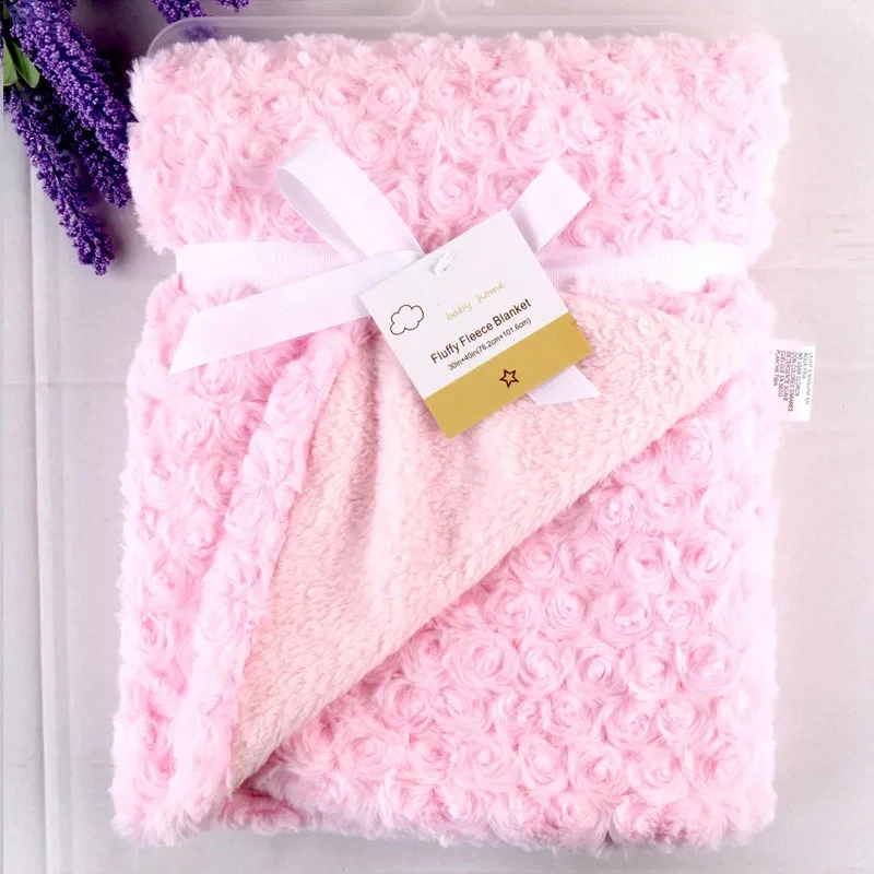 Baby Blanket Newborn Soft Rose Fleece Fluffy Baby Swaddle Wrap Thick Warm Newborn Baby Boys Girls Bedding Blanket Kids Blankets
