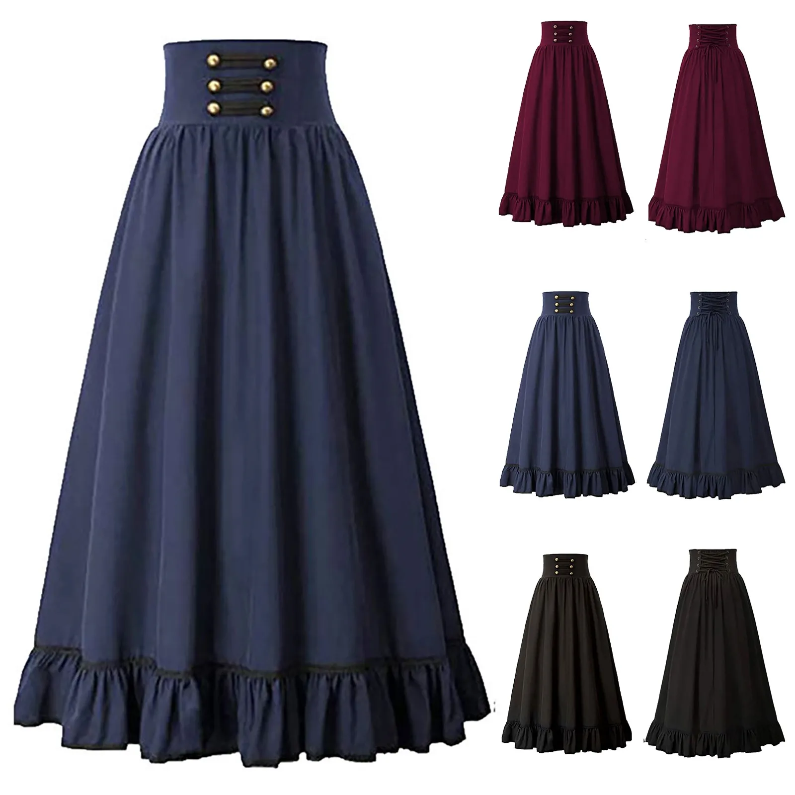 Leather Skirt Denim Skirts Women's Large Sizes Maxi Skirt High Waist Medieval Gothic Skirts Days Skirt smile