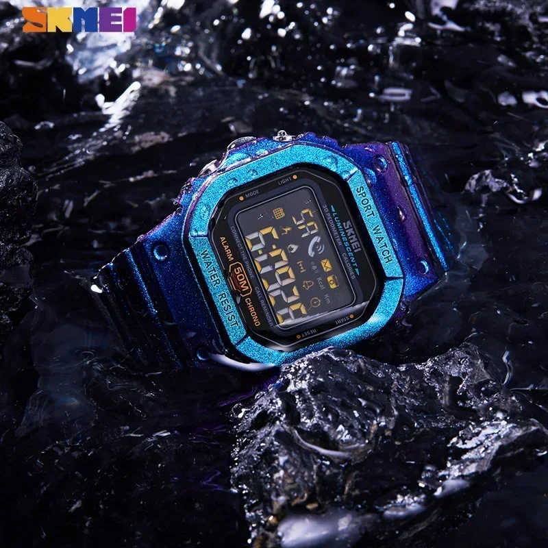 Digital SKMEI Watch Sport with Pedometer Calorie Tracker For Iphone Huawei Xiaomi Male relogio Mens Bluetooth Wristwatches 1629 smile