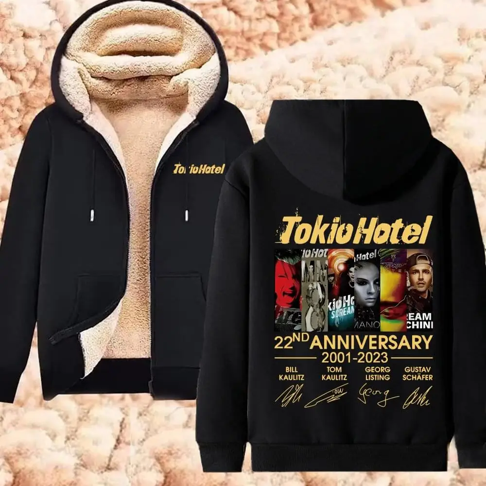 Tokio Hotel Kaulitz Winter Hoodies Rock Band Lambswool Jackets Tokio Hotel Warm Thicken Long Sleeve Pullover Plus Size Unisex