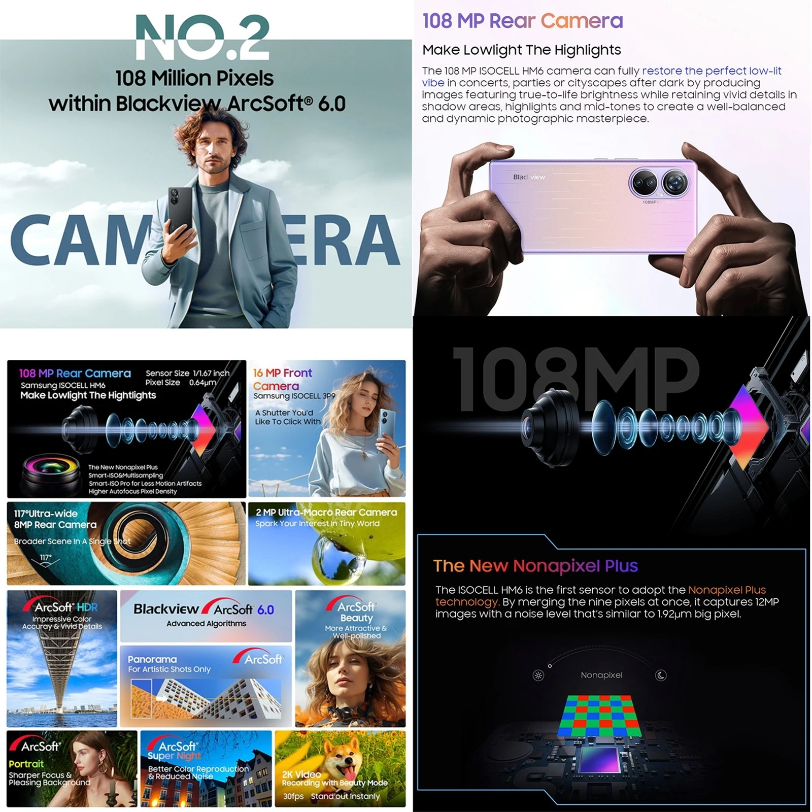 Pro Blackview A200 Smartphone 12GB+256GB 108MP Camera 6.67 inch Android13 Helio G99 Octa Core 4G NFC Cellphone 66W Fast Charging 12GB+256GB smile 12GB