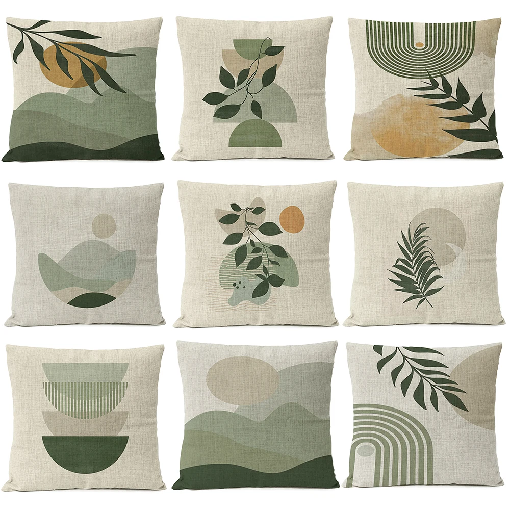 Boho Leaves Home Decor Sun Moon Pillow Cover Geometric Abstract Flowers Floral Cushion Throw Pillow Case Living Room Decorative smile