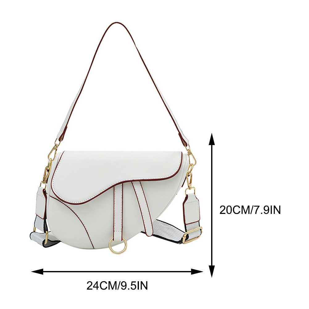PU Leather Fashion Sling Bag Two Straps Women Mini Hobo Bag Waterproof Saddle Shoulder Bag Large Capacity Ladies Top Handle Bag