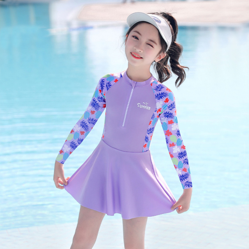 Two Piece Teen Swimwear For Girls Plus Size Swimsuit Kids Children Swimming Suit Badpak Meisje Front Zipper Beachwear Bathing