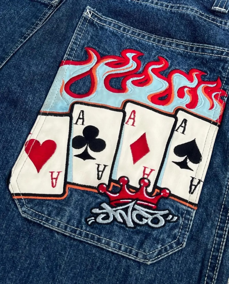 Y2K Men clothing JNCO baggy jeans Hip Hop Haruku high quality Embroidered jeans streetwear men women aesthetic wide leg jeans smile