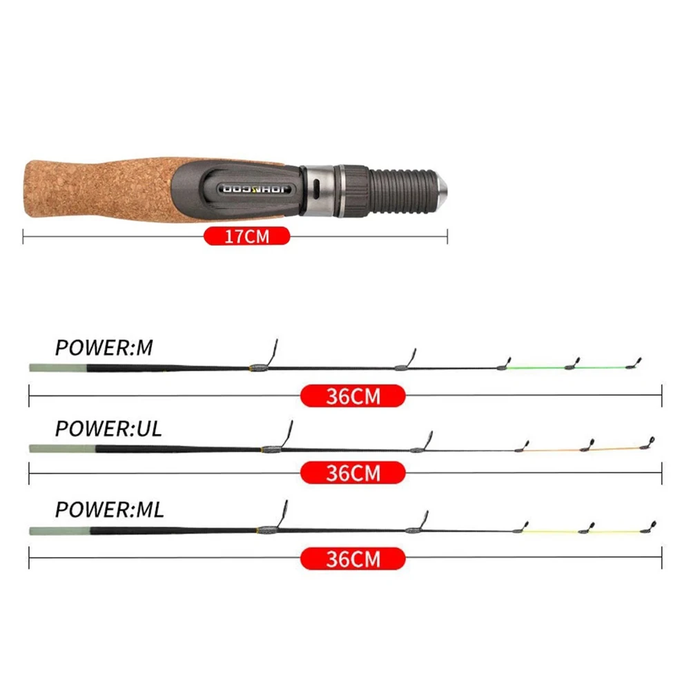 Ul/Ml/M Winter Fishing Rod Soft Tip 50Cm Ice Fishing Rod With Flat Tip High Quality Fiber Glass Tip With Cork Handle 2-Section smile