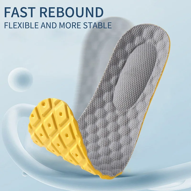 4Pcs Soft Latex Memory Foam Insoles Women Men Sport 2025 Running Foot Support Shoe Pad Breathable Orthopedic new Feet Care Insert Cushion