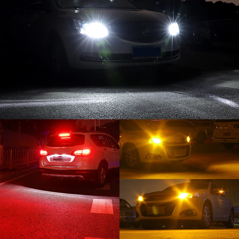 2pcs P21W Led 1156 BA15S 1157 BAY15D P21 5W R5W R10W Car Turn Signal Lights Reverse Lamp 12V White Red Yellow 18SMD 3030 Bulb