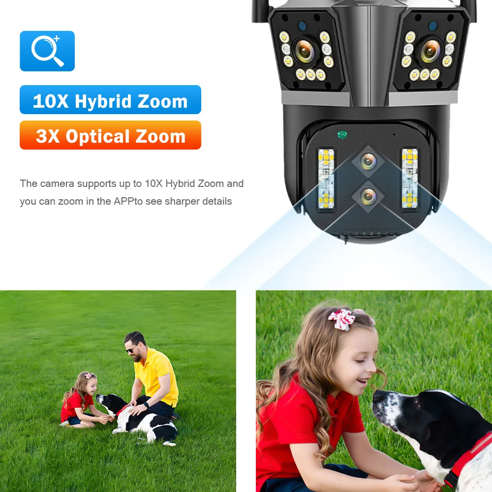 16MP Four Lenes Three-Screen 10X Hybrid Zoom WiFi IP Outdoor Camera PTZ Auto Tracking Waterproof Security Cam Cctv Camera