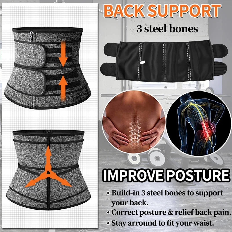 Men Waist Trainer Shaper Back Support Slimming Lumbar Belt Corset Gym Accessories Abdominal Binder Waist Cincher faja Shapewear