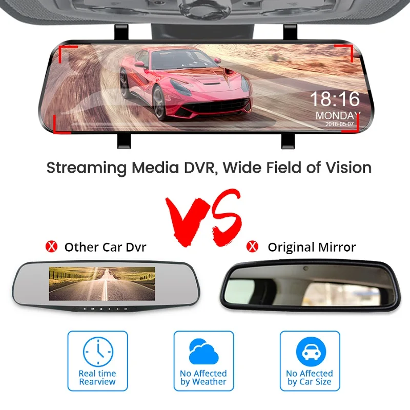 E-ACE A20P car dvr Car Mirror Rearview Dash Cam Car Mirror dash cam for cars dvr in the car car assecories Dashcam