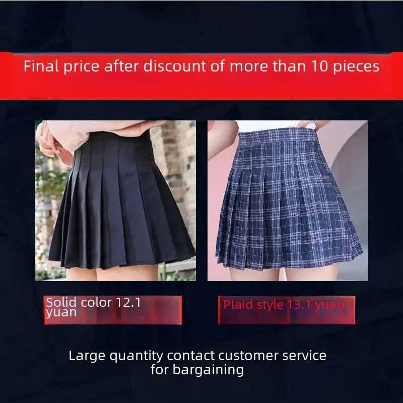 Plaid Women High Waist A- line College Style Half Skirt Inner Village Short Skirt Fresh Sweet Style Non-elastic Fiber