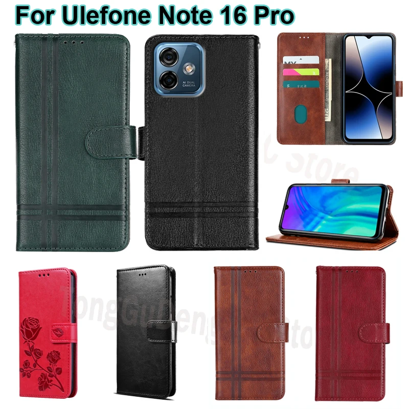 Case Leather Original ddmysmile PU For Ulefone Note 16 Pro Funda Wallet Cover For Carcasas Ulefone Note 16Pro Note16 Pro 6.52"Mujer Hoejse Smile
