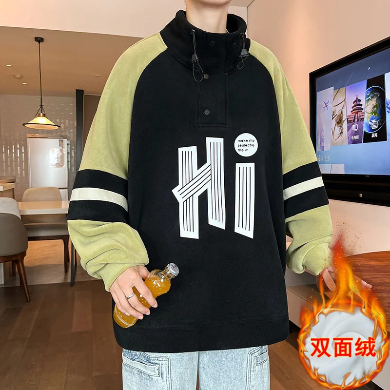 new New autumn and winter veet thickened sweatshirt men loose casual sweatshirt 2025 Y2k men and women large size trendy tops