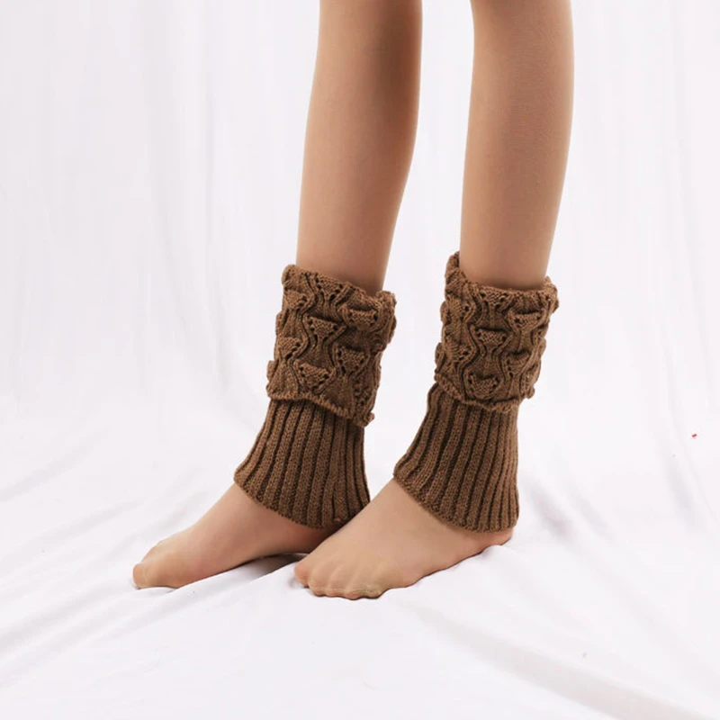 Winter Ankle Leg Warmers Women Crochet Boot Cuffs Knitted Leg Sleeve Short Foot Cover Toppers Lolita Socks Stretchy Warm Sock