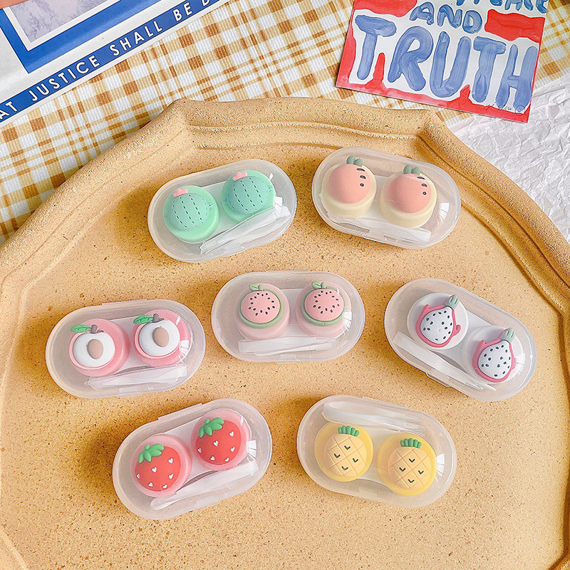Fruit Style Glasses Cosmetic Contact Lenses Box Cute Contact Lens Case for Eyes Travel Kit Holder Container Travel Accessories