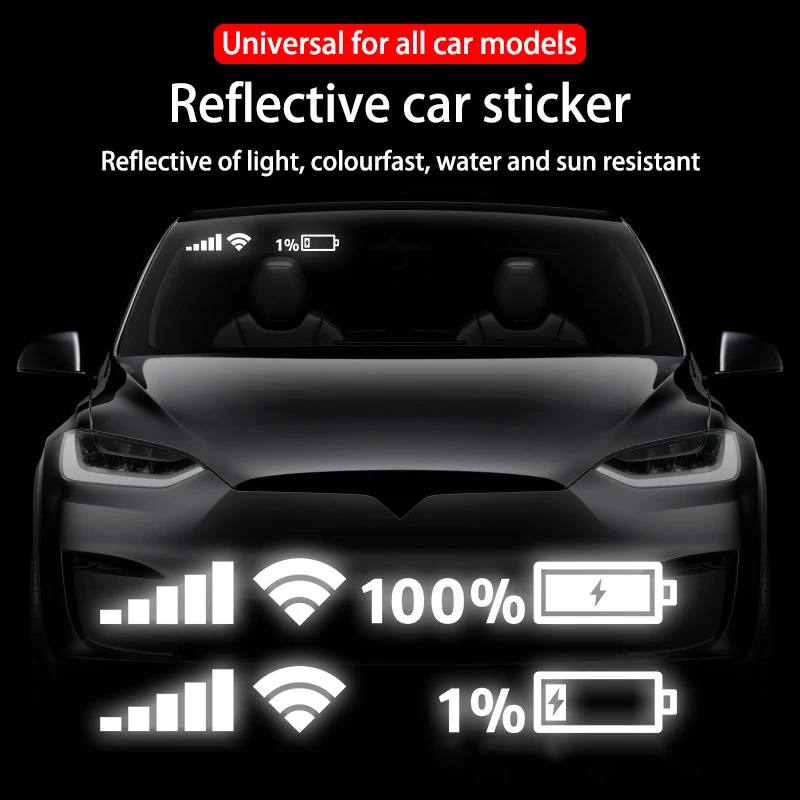Car Windshield Signal WiFi Power Full Battery Sign Reflective Stickers Unique Electric Decals Styling Decoration