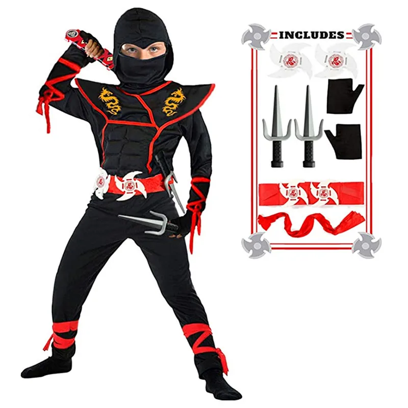 Halloween Ninja Costume Boy Kids Costume Boy Ninja Muscle Costume With ddmysmile Ninja Foam Accessories Best Children Gift Smile