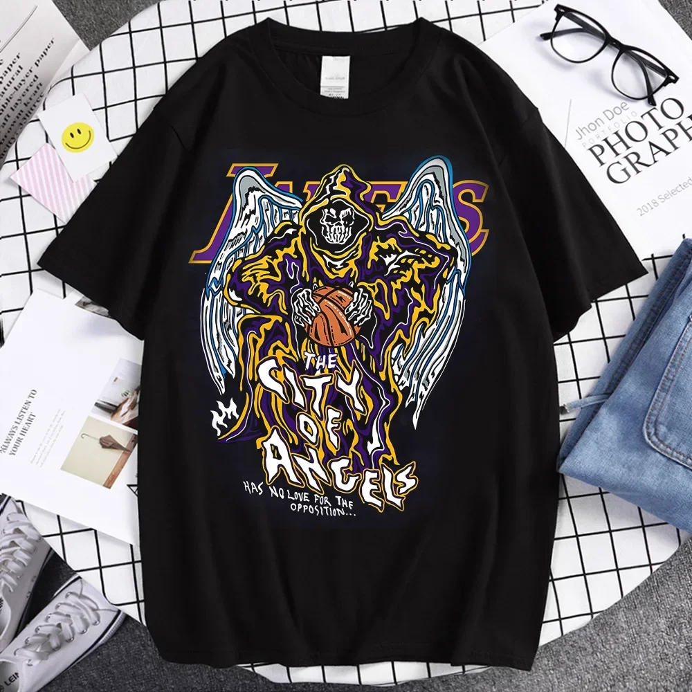 Gothic Vintage Tops Tees New Women's Clothing Basketball Fan T-Shirt Men's Skull & Bones Print Graphic T-Shirt Summer Streetwear