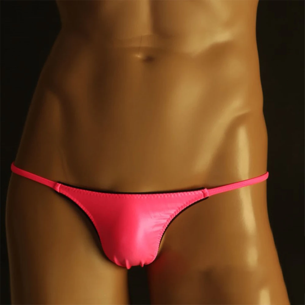 Ice Silk Elasticity Micro Lingerie Men Close-Fitting String Thong Underwear T-Back Underpants Jock Strap Panties Soft Seamless