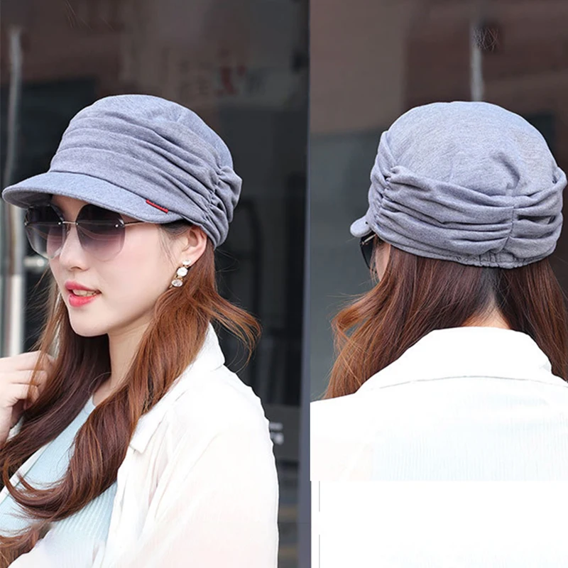 Women Adjustable Hat Short Brim Warm Foldable Earflap Solid Color Cap Spring new Turban Visor Hat Daily Sunshade Head 2025 Wear Clothing