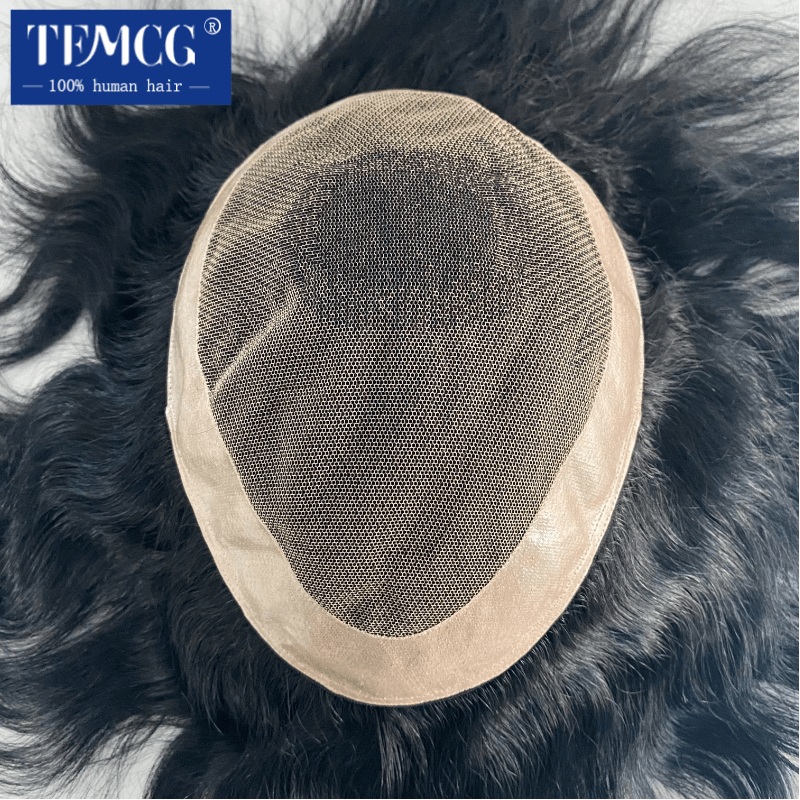 D7-5 French Lace with Soft Pu Male Hair Prosthesis Natural Human Hair Toupee Breathable Toupee Men Exhuast Systems Free Shippin